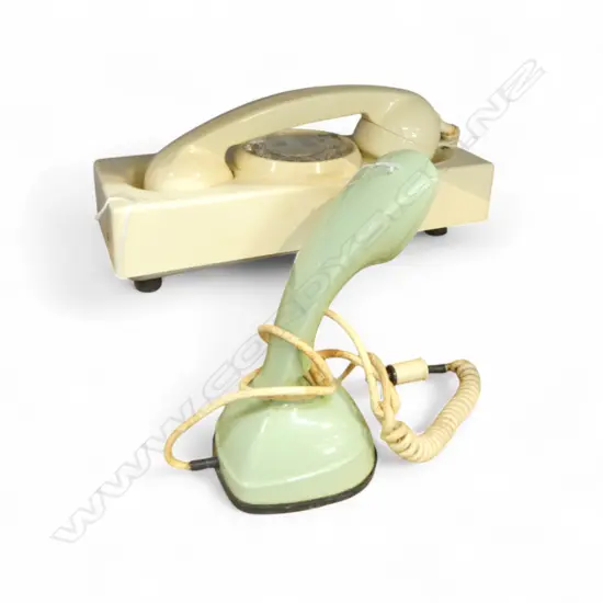 MID CENTURY MURAPHONE IN IVORY COLOUR L280MM & GREEN COLOUR HAND PHONE H200MM
