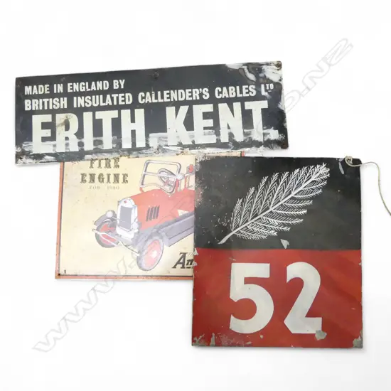 3 ASST. VINTAGE METAL AUTOMOBILE SIGNS 610x200mm