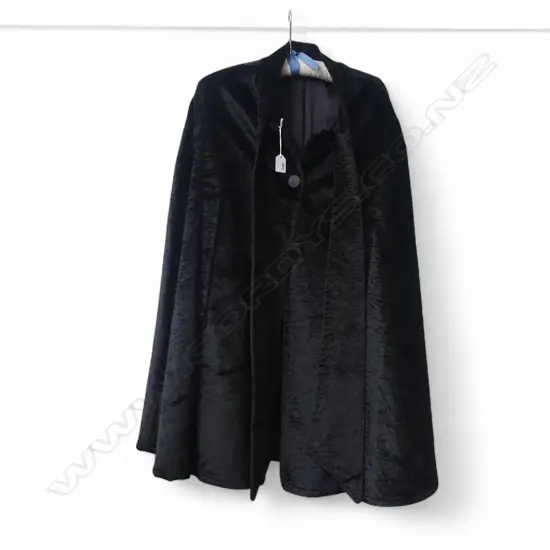 VINTAGE BLACK FAUX ASTRAKAN CAPE