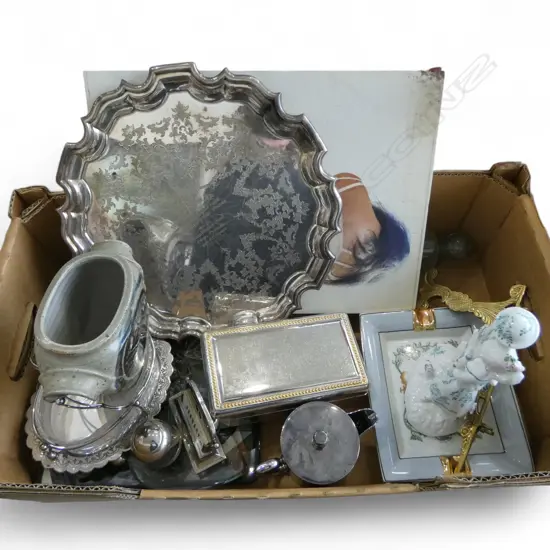 ASST. EPNS, ROSENTHAL FIGURINE H.220mm, CASED BOOK 'THE ART OF RAYMOND CHING', GLASS ROLLING PIN L.535mm