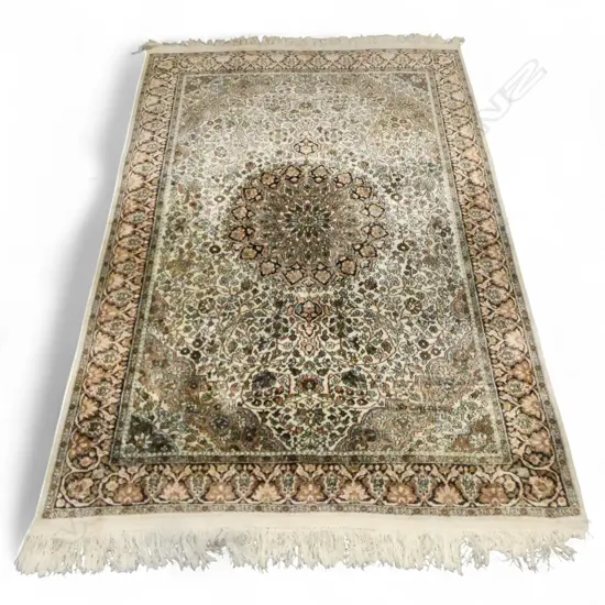 HAND KNOTTED SILK & WOOL PILE RUG 1840x1260mm