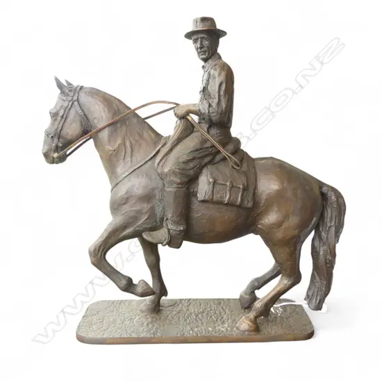 AFTER FERDINANDO VECHI, MAN ON HORSEBACK, BRONZE SCULPTURE, SIGNED 'VECHI A' AND EDITIONED 1/3 ON BASE 360 x 370 mm