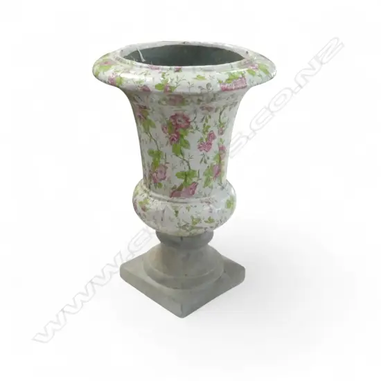 CERAMIC URN w. FLORAL DECORATION H.385mm