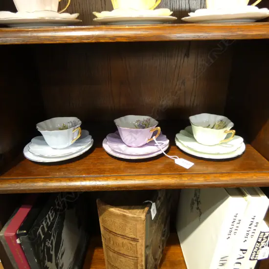 SET OF 6 SHELLEY CHINA CSPS MIXED COLOURED FLORAL PAT