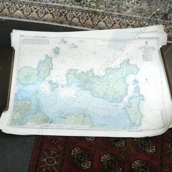 8 HYDROGRAPHIC CHARTS OF NORTH ISLAND - EAST COAST PUBLISHED by R.N.Z. NAVY 720x1090mm