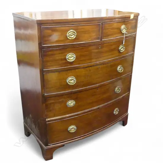 MAHOGANY BOW FRONT CHEST OF DRAWERS 1080 x 580 x 1270mm