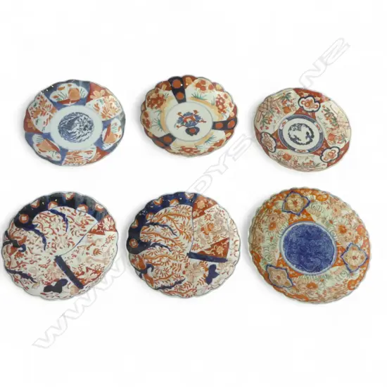 6 ORIENTAL IMARI PLATES, 245mm dia, REPAIRS