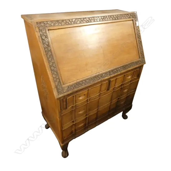 MAHOGANY DROP FRONT DESK W.865mm