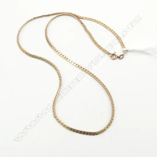 9ct GOLD FLAT LINK NECK CHAIN L.400mm 5.75gms 