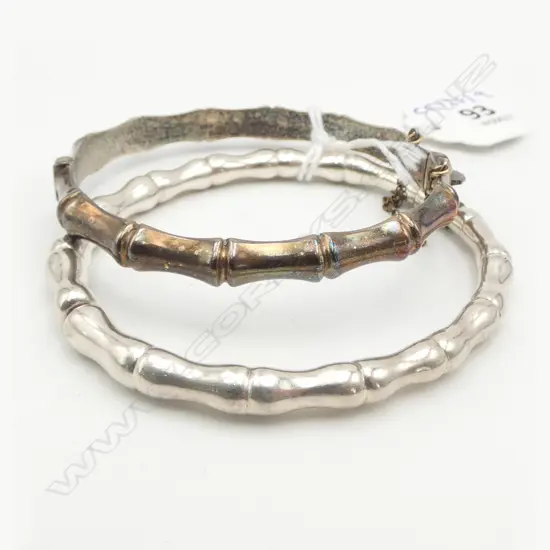 2 S/SILVER BAMBOO STYLE BANGLES 21GMS