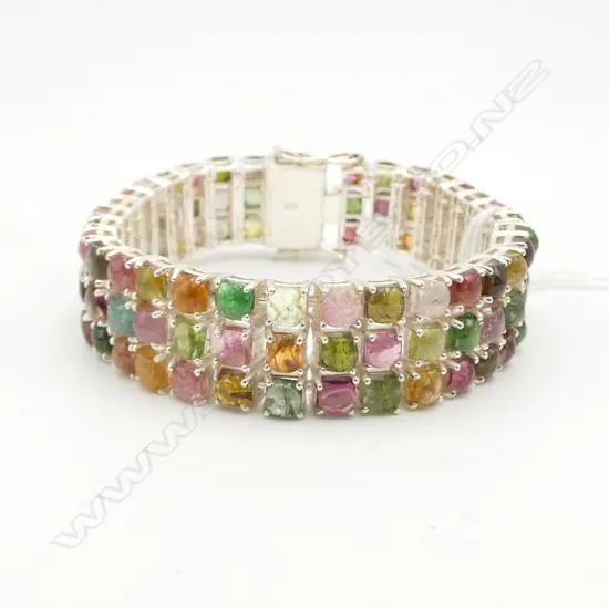 SILVER & TOURMALINE GEMSTONE BRACELET