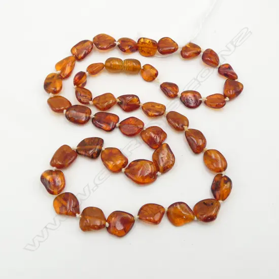 POLISHED AMBER BEAD NECKLACE L.480mm