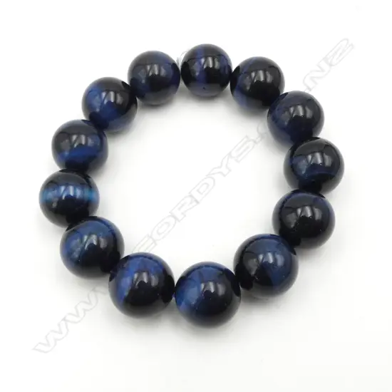TIGERS EYE BEAD BRACELET DYED BLUE TONE