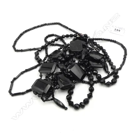 3 BLACK GLASS / JET NECKLACES