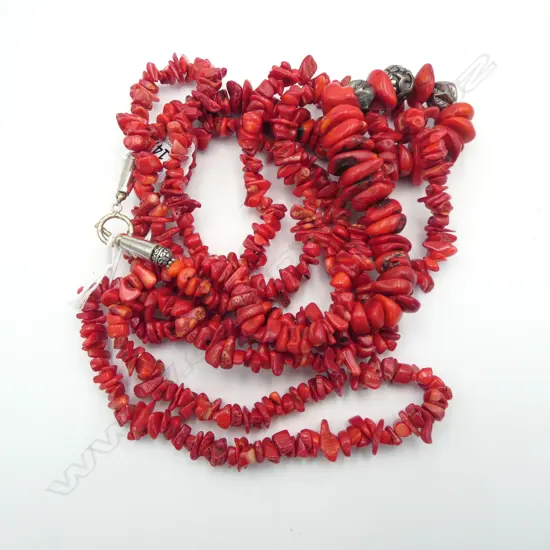 2 RED CORAL NECKLACES