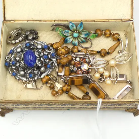 STG SILVER DENMARK PENDANT NECKLACE & OTHER COSTUME IN JEWELLERY BOX