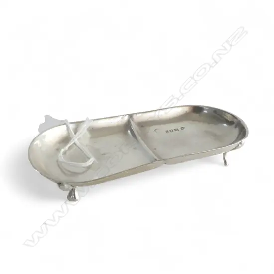 EDWARDIAN SILVER JEWELLERY DISH 2 section. Birmingham 1905 L.116mm. 36gms