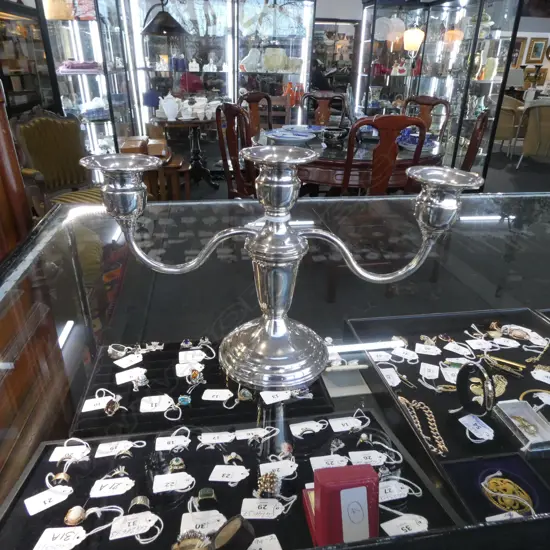 STG SILVER CANDLESTICK H.155mm W.250mm, WEIGHTED