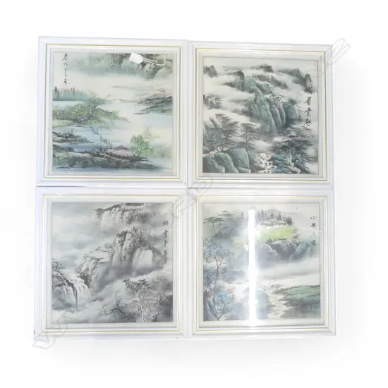 4 ORIENTAL LANDSCAPE PRINTS 345x345mm