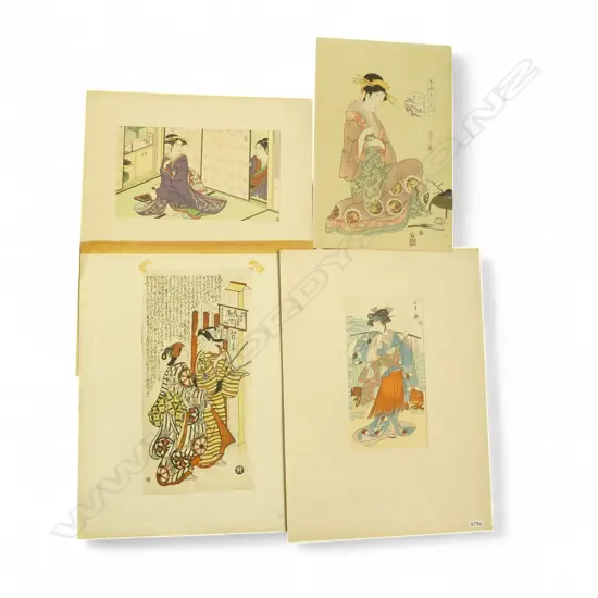 4 20thC UKIYO-E WOODBLOCK PRINTS; 2 KATSUKAWA SHUNSHO & OKUMURA PUBLISHED by HASHIGUCHI GOYO & OTHER...