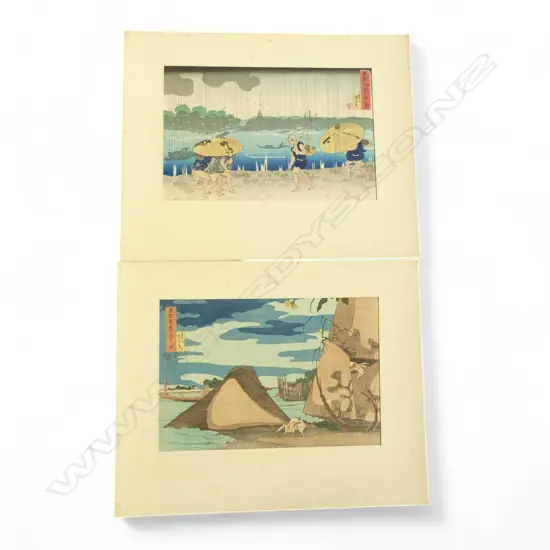 2 20thC KUNIYOSHI WOODBLOCK PRINTS; 'TOTO SHIBU NO MATSU' Pub. ADACHI 1952 & OTHER Pub. TAKAMIZAWA 255x380mm, FOXED 