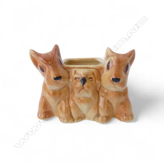 CROWN LYNN RARE BULLDOG & SCOTTIE DOG VASE H.70mm
