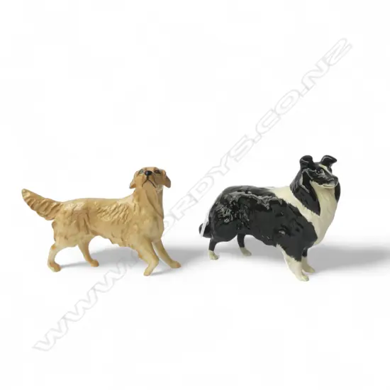 2 BESWICK DOGS; GOLDEN RETRIEVER & BOARDER COLLIE L.180mm