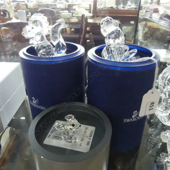 3 SWAROVSKI ANIMALS +2 DISNEY + MOUSE, ALL BOXED