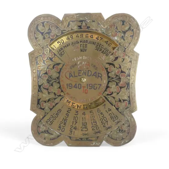 VINTAGE BRASS PERPETUAL CALENDER H.130mm