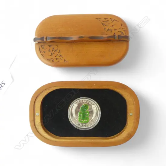 HEITIKI 0.999 SILVER PROOF LTD ED. 1oz COIN, 31.2gm, in waka huia presentation box