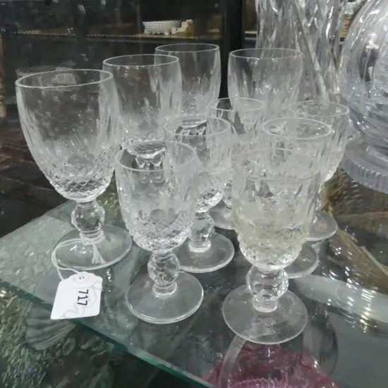10 ASST. SMALL WATERFORD CUT CRYSTAL GLASSES H.105mm chip to one glass