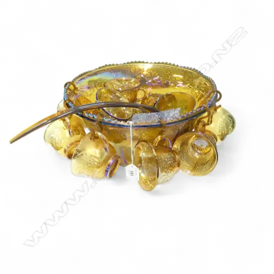  CARNIVAL GLASS PUNCHBOWL + 11 GLASSES etc