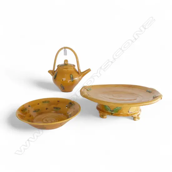 3 PCES OF POTTERY by FENELLA MALLALIEU (UK) W.380mm