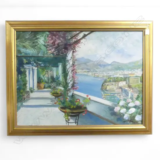 SIGNED J NUTINO? ITALIAN LOGGIA OIL ON CANVAS 590 X 700 MM