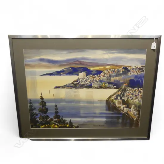 FLORENCE M. LUXFORD, CALM WELLINGTON HARBOUR, W/C, 490x690mm