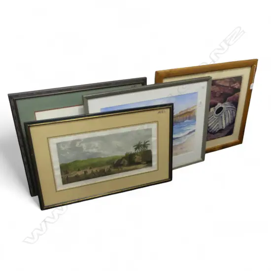 4 ARTWORKS INCL. COASTAL WC SIGNED 365x545mm