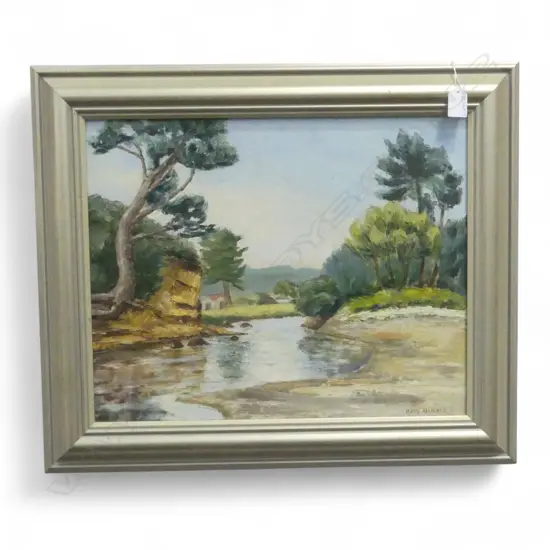 BETTY MCNEIL, ORUA BAY MANUKAU HARBOUR, OIL ON BOARD, 380x470mm