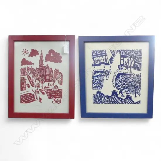 2 DUTCH WOODBLOCKS by 'EDDY' 270x210mm