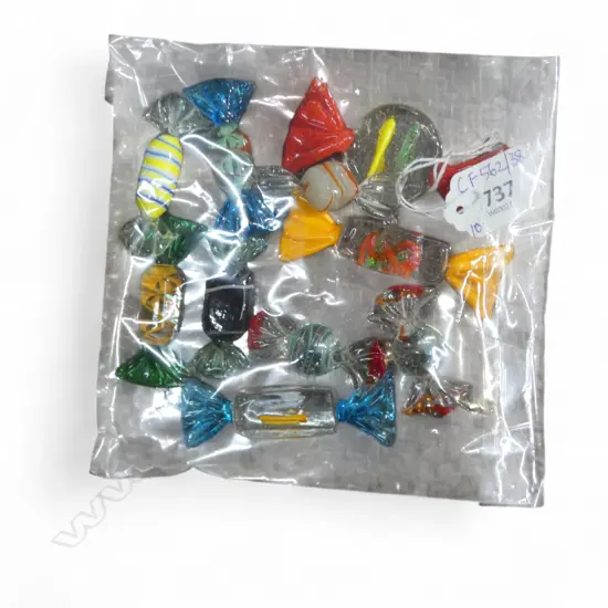10 MURANO ART GLASS LOLLIES / SWEETS L.80mm