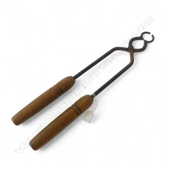 ANTIQUE CAST IRON PORT WINE TONGS TO OPEN OLD BOTTLES, L.515MM