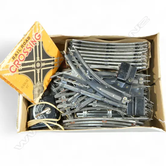 BOX OF HORNBY ELECTRIC RAIL TRACK TRANSFORMER ETC