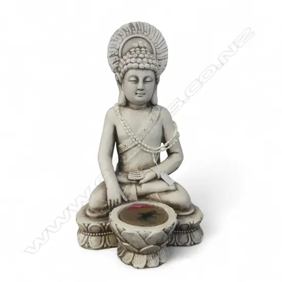 CERAMIC BUDDHA FIGURE ON LOTUS THRONE H500mm