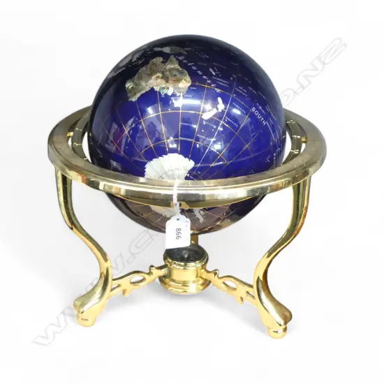 GEMSTONEGLOBE WITH COMPASS IN STAND 340 MM (H)