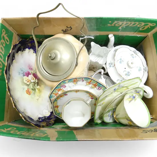 BOX OF MISC CHINA BISCUIT BARREL R/D CSPS ETC