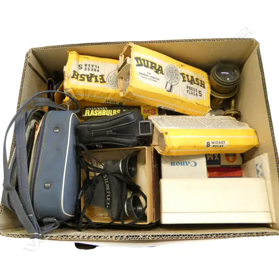 ASST. CAMERA ACCESSORIES; VINTAGE FLASH BULBS, FLASHES, FILTERS etc