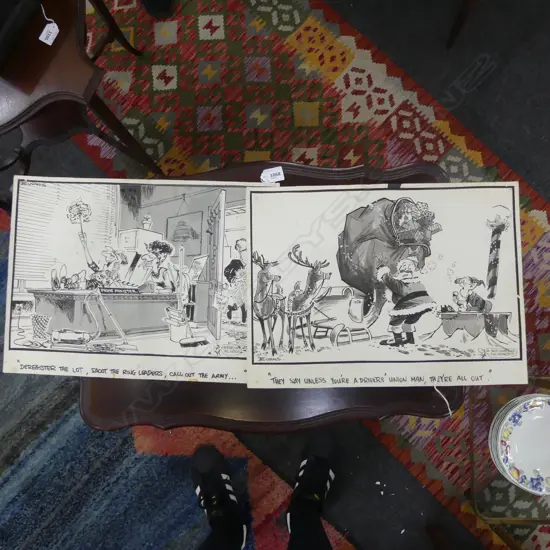 2 COMIC PANELS BY MALCOLM PAUL EVANS, 320x435mm