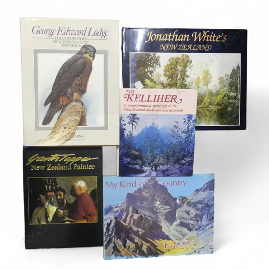 5 NZ ART BOOKS; J WHITE, D BADCOCK, G TAPPER, G E LODGE, THE KELLIHER