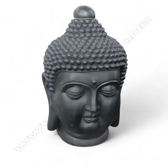 LG BLACK BUDDHA HEAD H.590mm - PLASTER TYPE MATERIAL