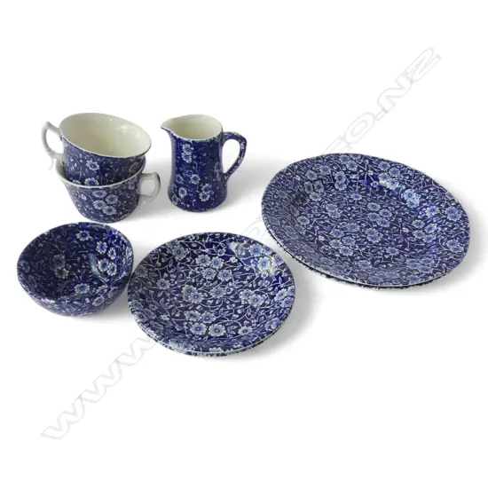 CALICO BURLEIGH TEA CHINA; 2 C/S, CREAM, etc