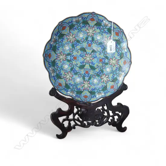 CLOISONNE PLATE 260mm dia + STAND